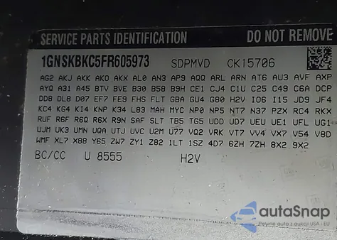 2015 Chevrolet Tahoe Lt from USA, damaged, VIN 1GNSKBKC5FR605973
